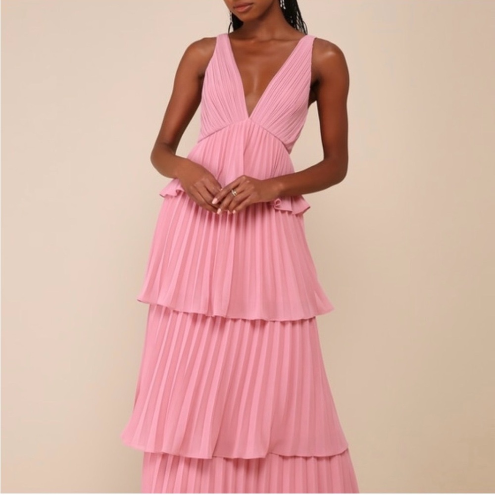 Lulus Essence New with Tags Pink Tiered Dress Size XL